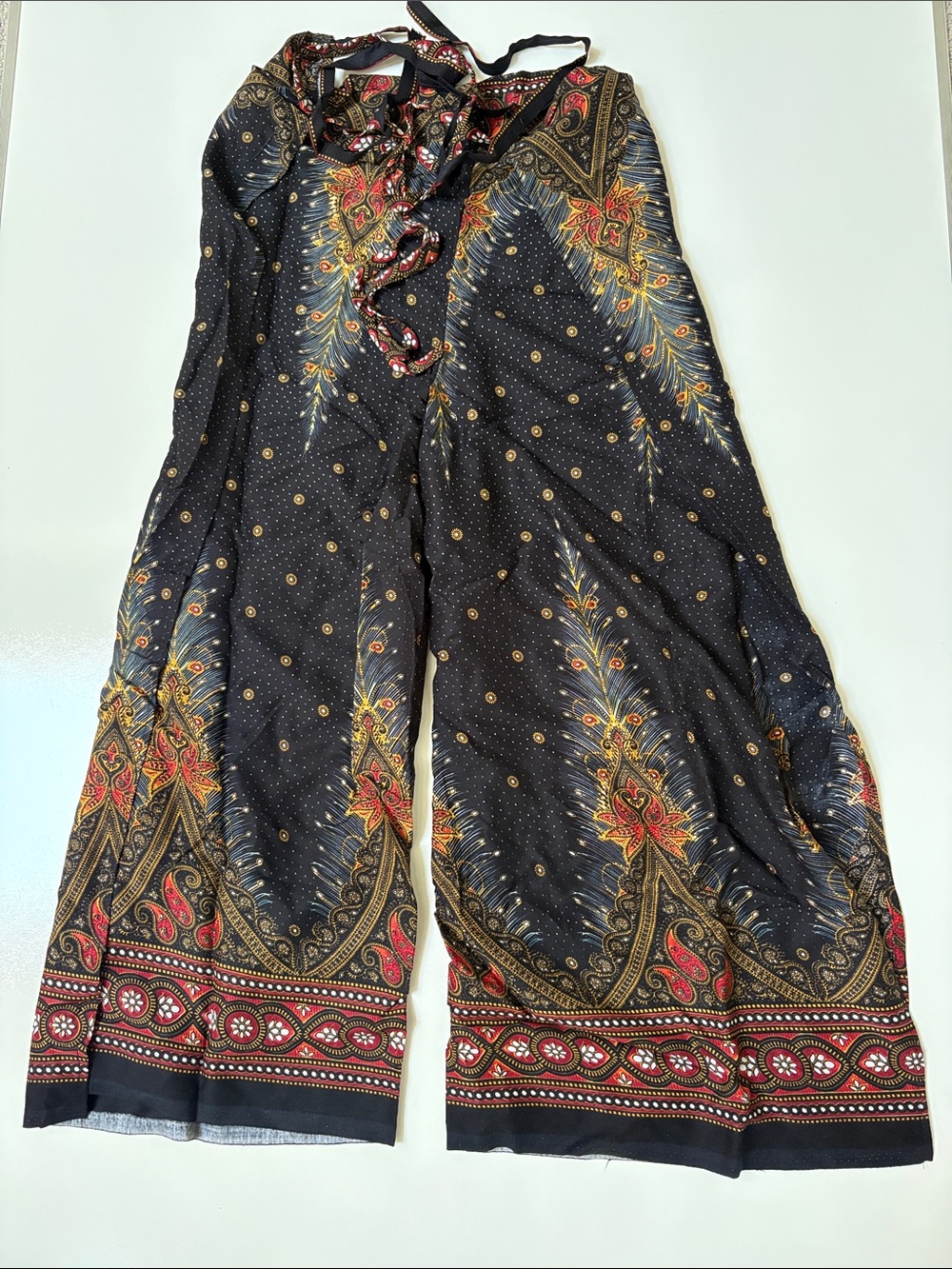 Wide leg wrap hippie pant